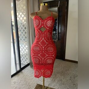 Forever 21 Red crochet midi dress